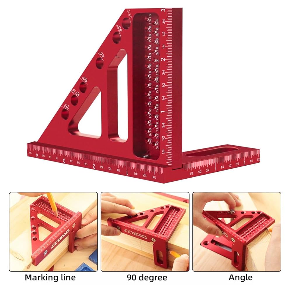 3D Carpenter Square with Degrees Scriber, 22.5-90 Degree